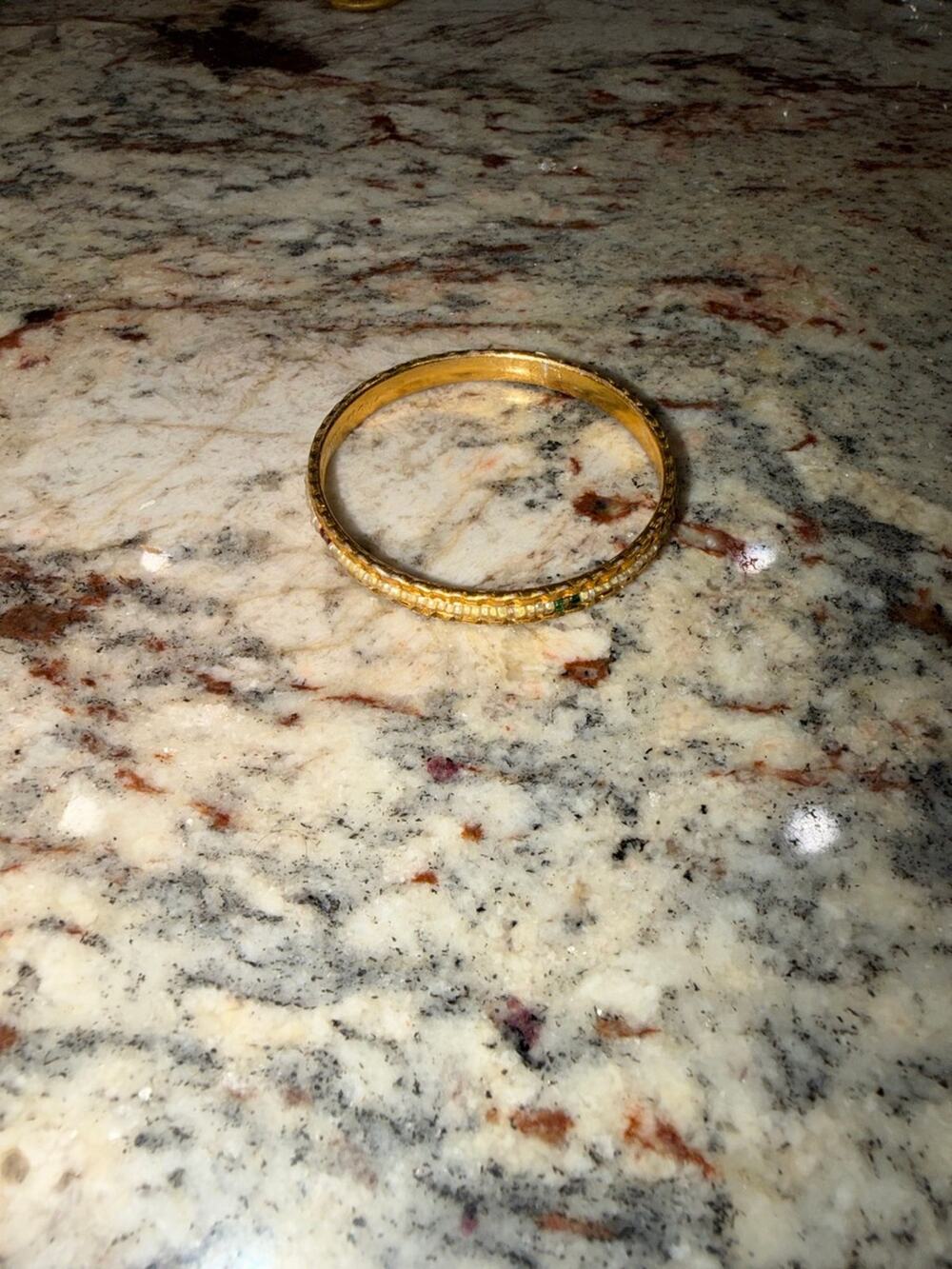 Vintage Gold-Tone Beaded Bangle Bracelet